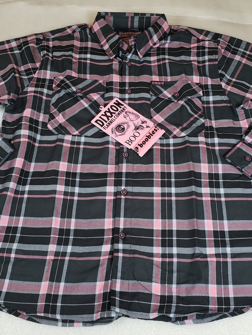 NWT Dixxon Men's 2X 2XL "I Love Boobies 2025" Flannel Shirt - Picture 2 of 12